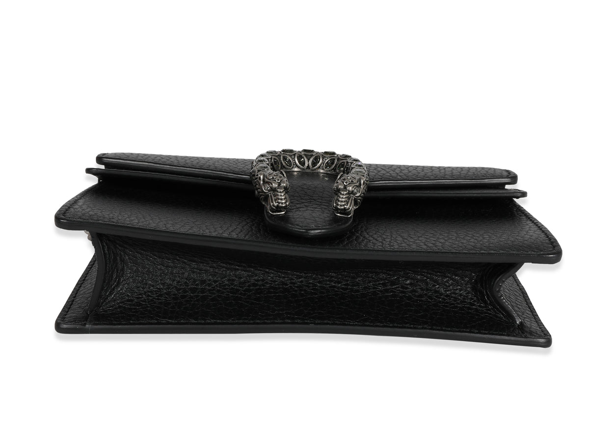 Gucci Black Grained Calfskin Super Mini Dionysus Bag