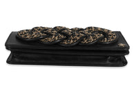 Chanel Black Lambskin Chain Appliqué Clutch