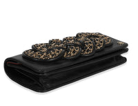 Chanel Black Lambskin Chain Appliqué Clutch