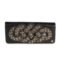 Chanel Black Lambskin Chain Appliqué Clutch