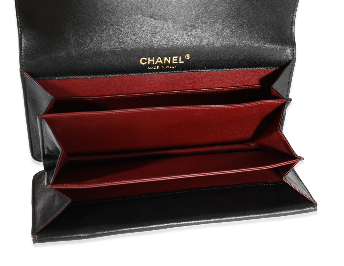 Chanel Black Lambskin Chain Appliqué Clutch