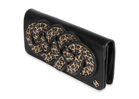 Chanel Black Lambskin Chain Appliqué Clutch