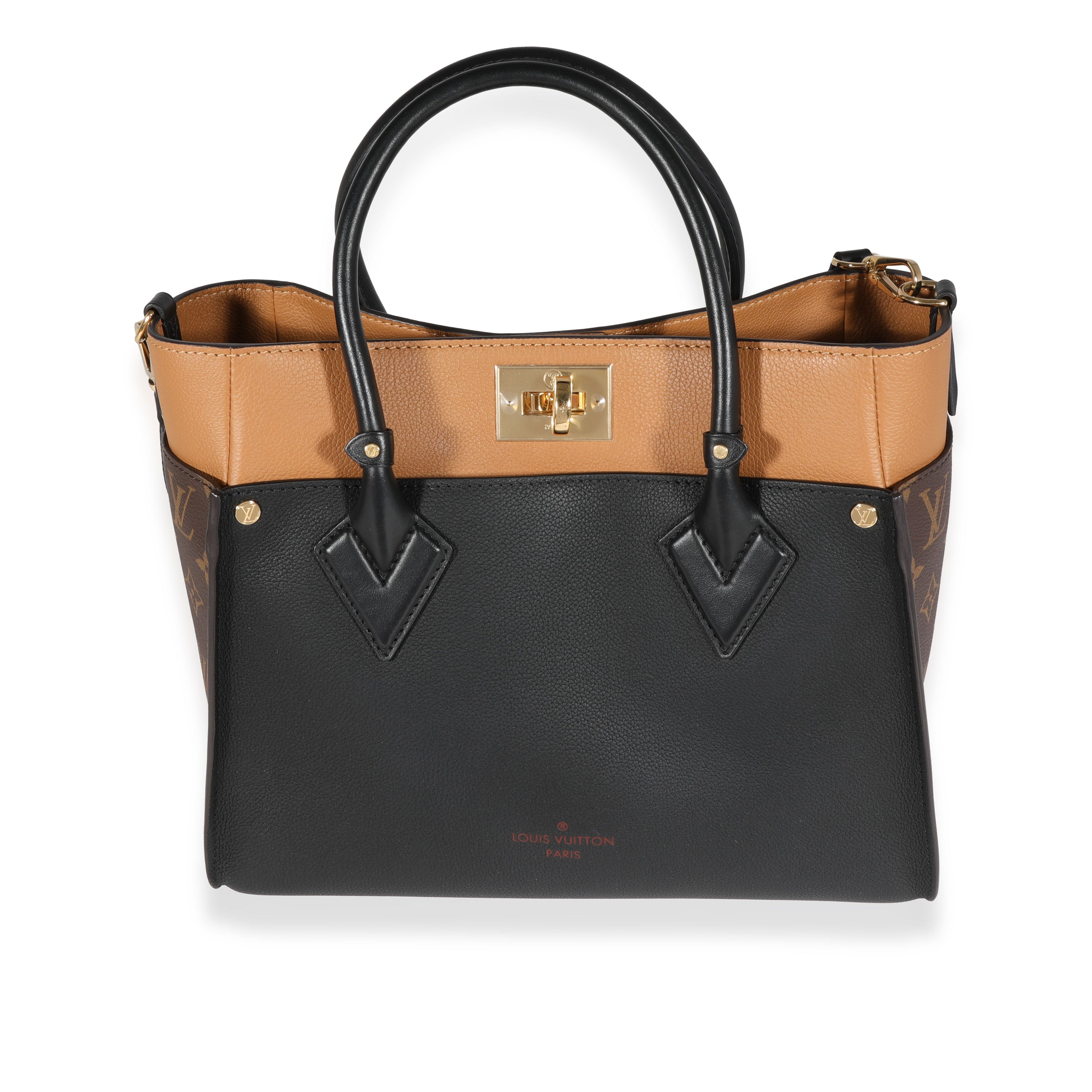 Louis Vuitton Black & Tan Calfskin And Monogram Canvas On My Side Tote MM –  myGemma