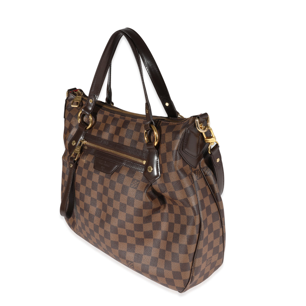 Louis Vuitton Evora Handbag in Ebene Damier Canvas and Brown