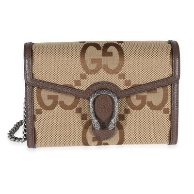 Gucci Brown GG Giant Canvas Dionysus Chain Wallet