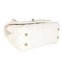 Chanel White Quilted Goatskin Extra Mini Rainbow Coco Top Handle Flap Bag