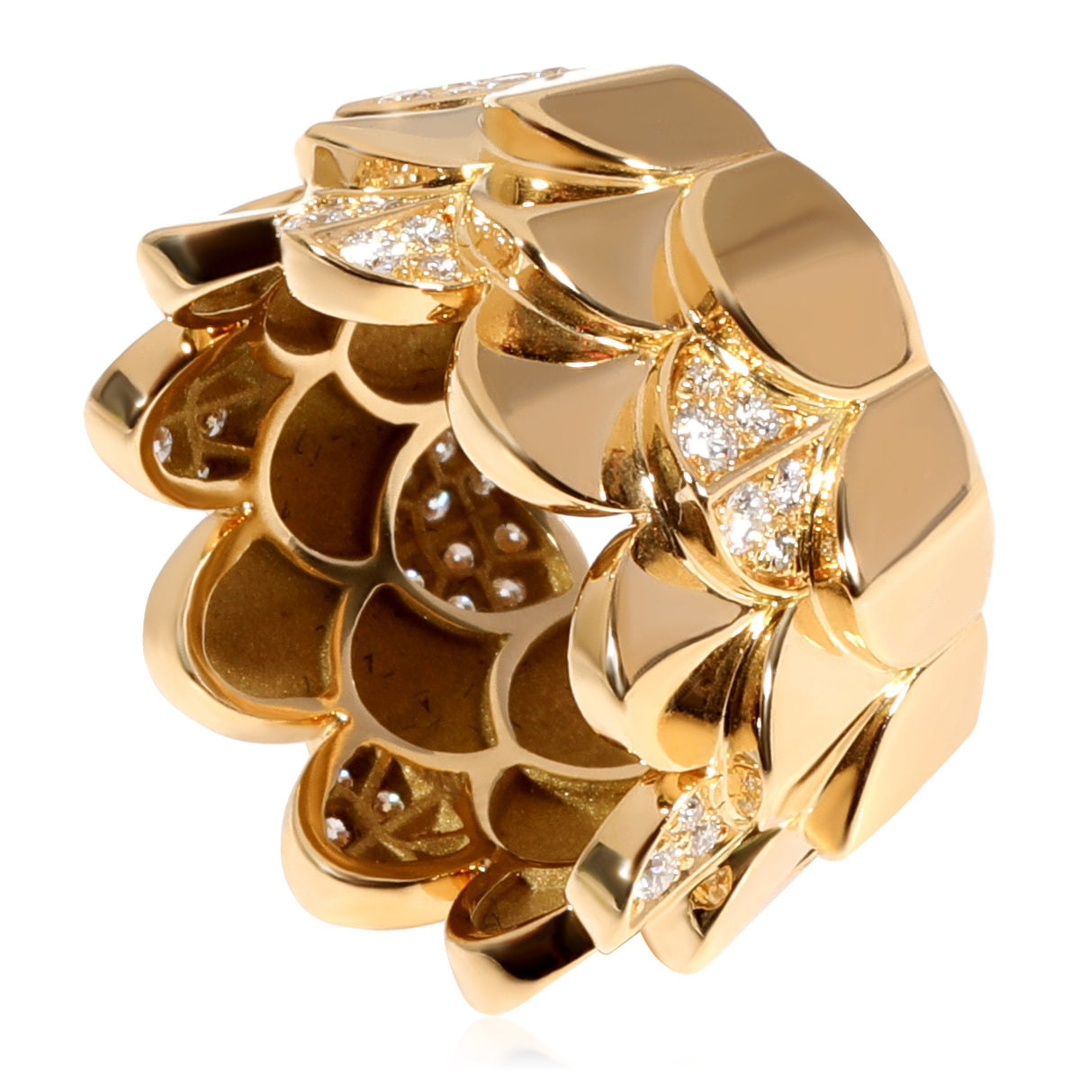 FRED Une Ile dOr Triple Layered Diamond Ring in 18k Yellow Gold 0.49 CTW