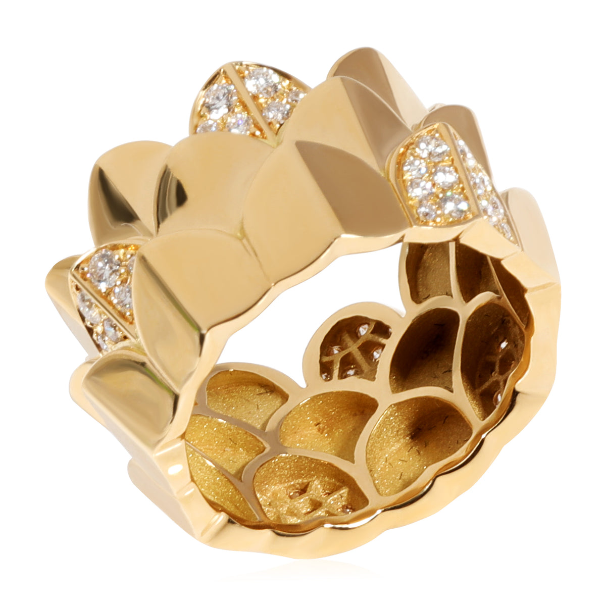 FRED Une Ile dOr Triple Layered Diamond Ring in 18k Yellow Gold 0.49 CTW