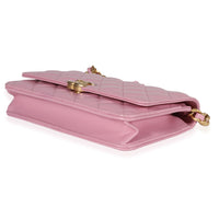 Chanel Pink Quilted Lambskin Wallet On Chain