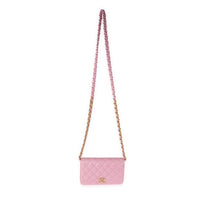 Chanel Pink Quilted Lambskin Wallet On Chain