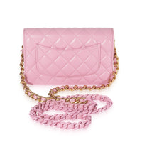 Chanel Pink Quilted Lambskin Wallet On Chain