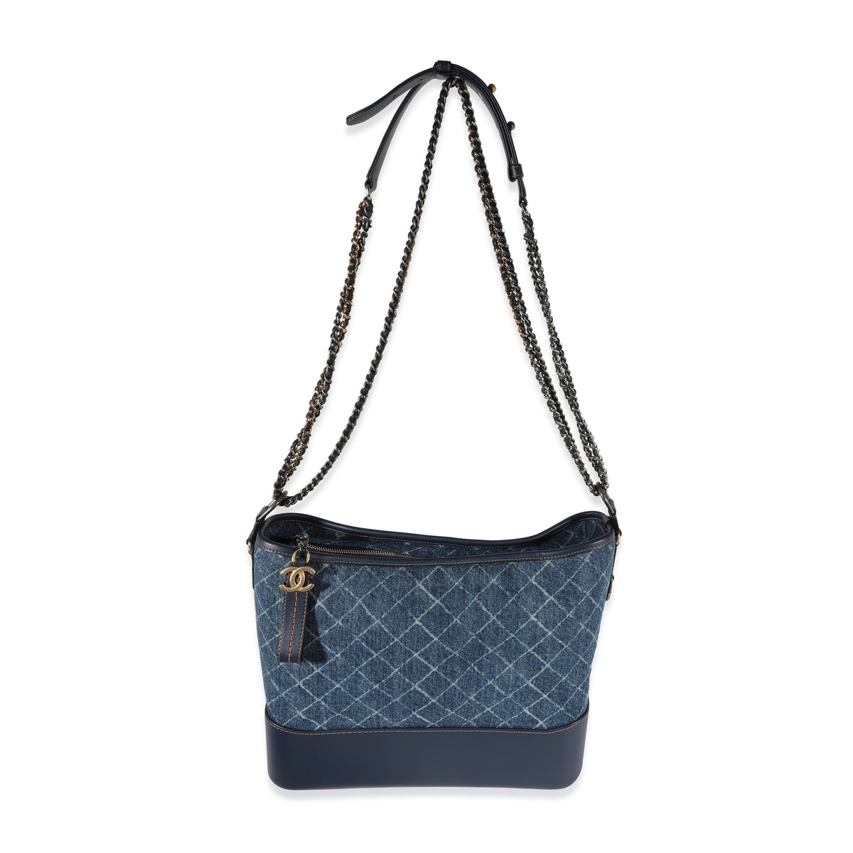 Chanel 2018 Blue Denim Quilted Small Gabrielle Clutch with Chain