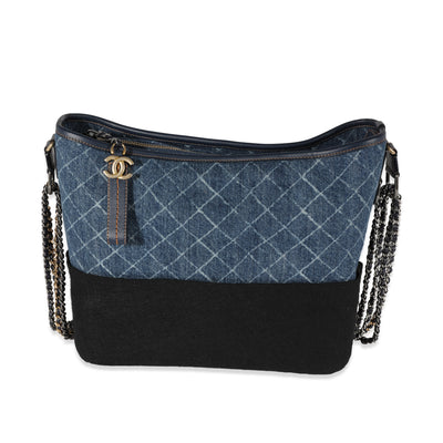 Chanel Blue Quilted Denim & Calfskin Large Gabrielle Hobo