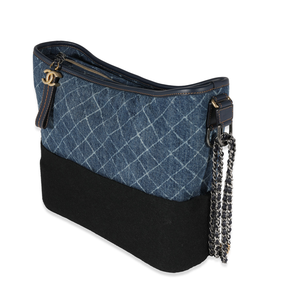 Chanel Blue Quilted Denim & Calfskin Large Gabrielle Hobo