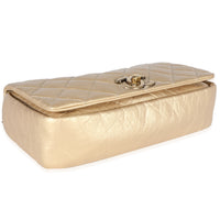 Chanel Gold Quilted Aged Calfskin Medium Pondicherry Flap Bag