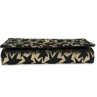 Saint Laurent Metallic Gold & Black Brocade Star Chain Wallet