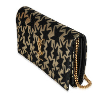 Saint Laurent Metallic Gold & Black Brocade Star Chain Wallet