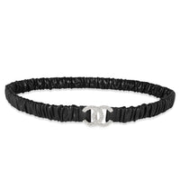 Chanel Black Elastic Lambskin & Crystal CC Belt