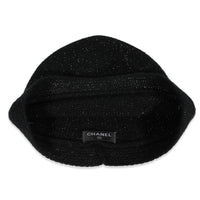 Chanel Metallic Black Knit Cashmere CC Beanie