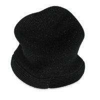 Chanel Metallic Black Knit Cashmere CC Beanie