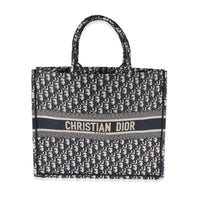 Dior Blue Oblique Embroidery Large Book Tote