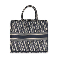 Dior Blue Oblique Embroidery Large Book Tote