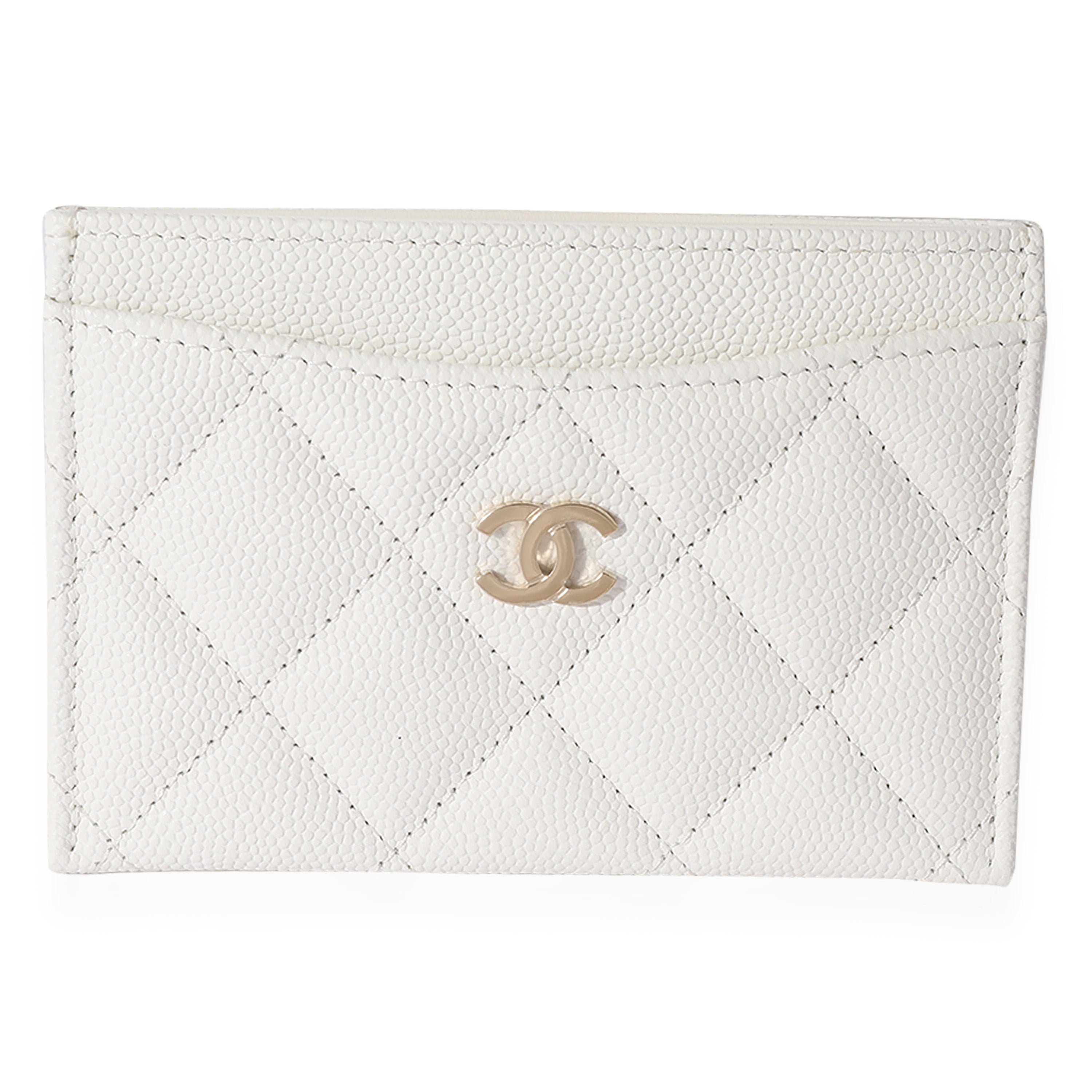 Chanel White Quilted Caviar Classic Card Holder, myGemma, SG
