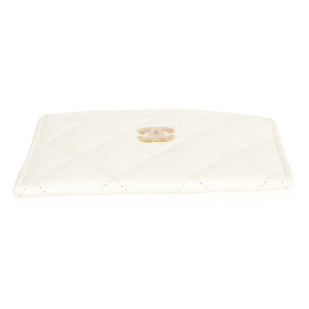 Chanel White Quilted Caviar Classic Card Holder, myGemma