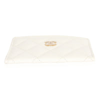 Chanel White Quilted Caviar Classic Card Holder