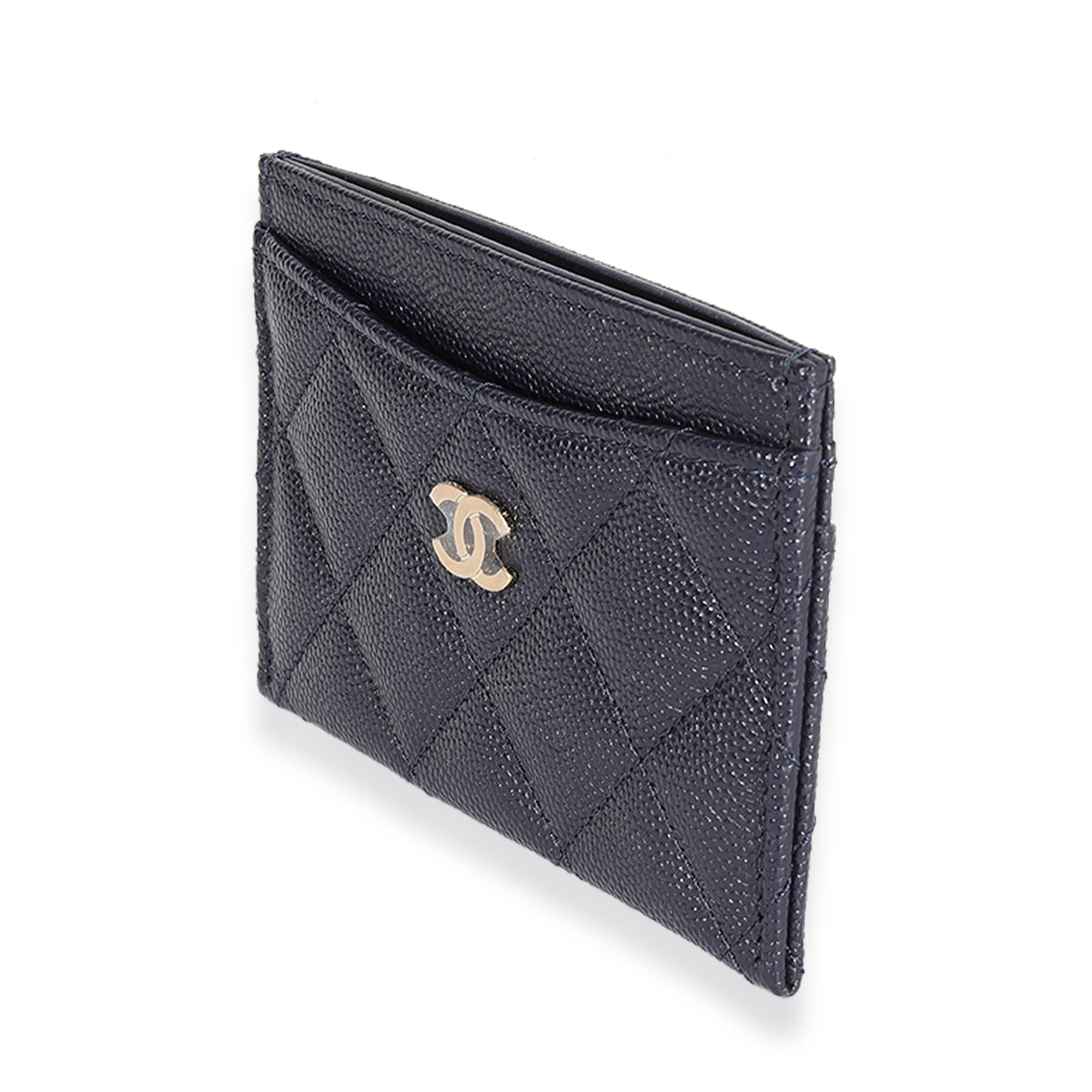 CHANEL Caviar Quilted Card Holder Blue 1284471