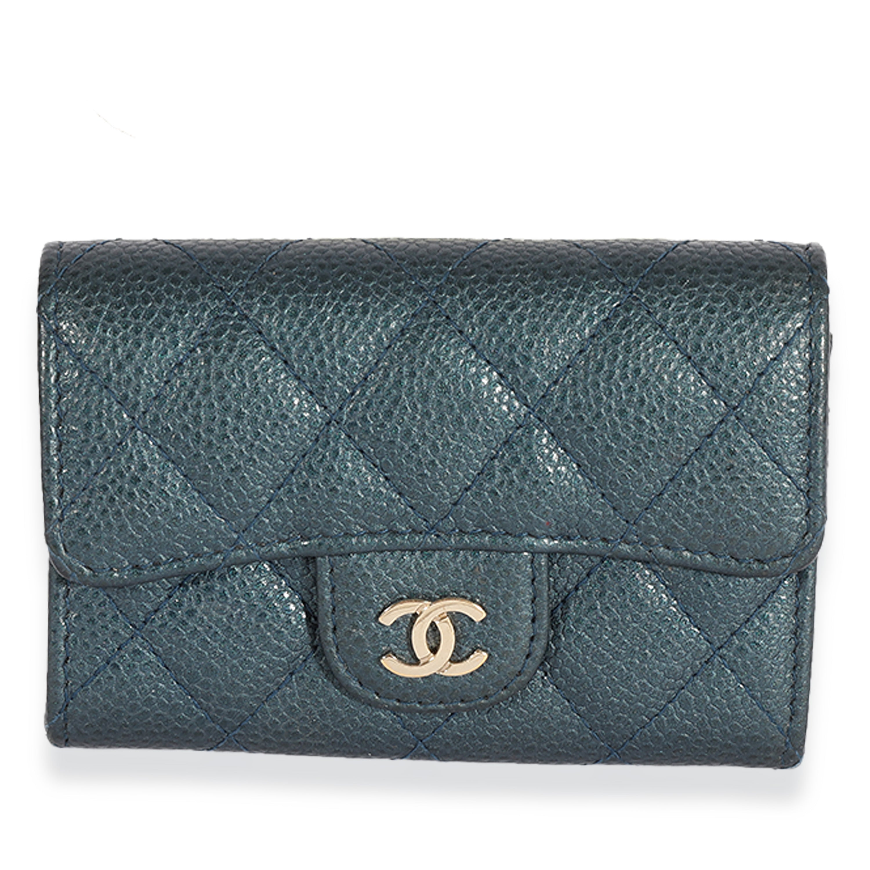 Chanel Blue Quilted Caviar Flap Card Holder Wallet myGemma Item 122049