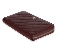 Chanel Burgundy Quilted Caviar Leather Zip-Around Wallet