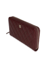 Chanel Burgundy Quilted Caviar Leather Zip-Around Wallet