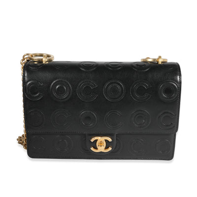 Chanel Black Coco Embossed Leather Flap Shoulder Bag