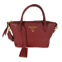 Prada Red Vitello Daino Leather Satchel