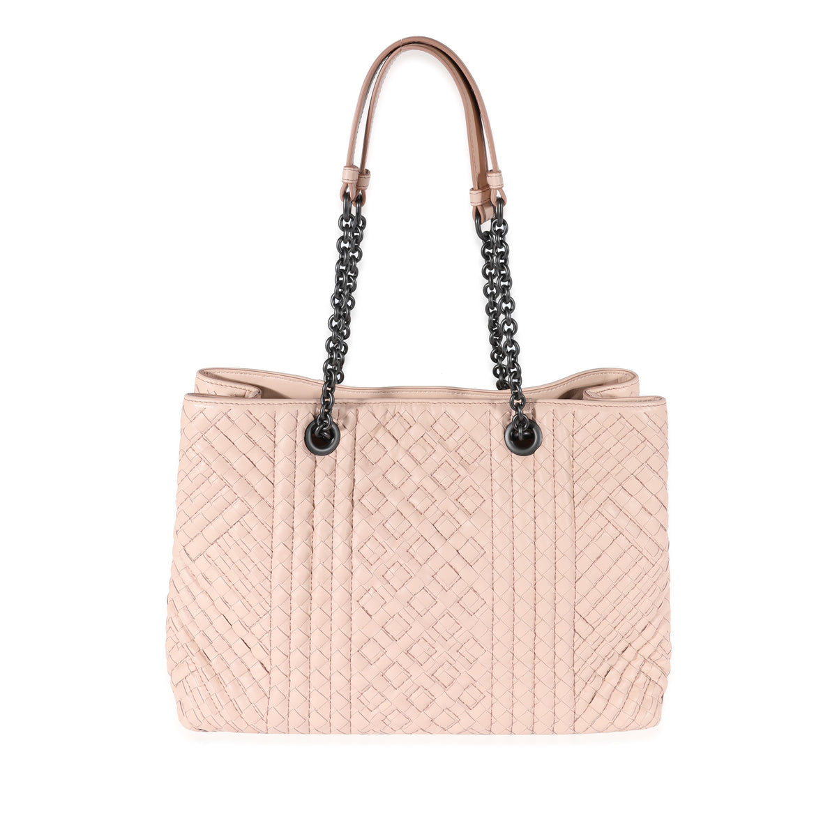 Bottega Veneta Blush Intrecciato Leather Chain Tote