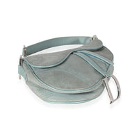 Dior Vintage Light Blue Lizard-Embossed Saddle Bag