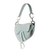 Dior Vintage Light Blue Lizard-Embossed Saddle Bag