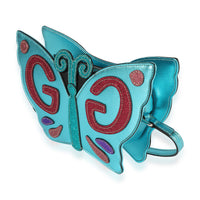 Gucci Kids Metallic Blue Glitter Butterfly Bag