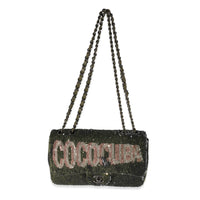 Chanel Olive Green Sequin Coco Cuba Single Flap Bag