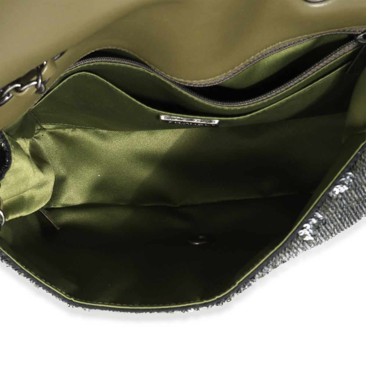 Chanel Olive Green Sequin Coco Cuba Single Flap Bag