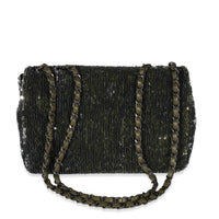 Chanel Olive Green Sequin Coco Cuba Single Flap Bag