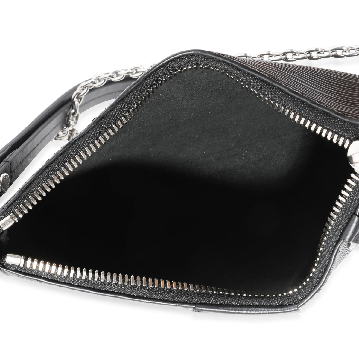 Louis Vuitton Easy Pouch On Strap Handbag Epi Leather Silver Color