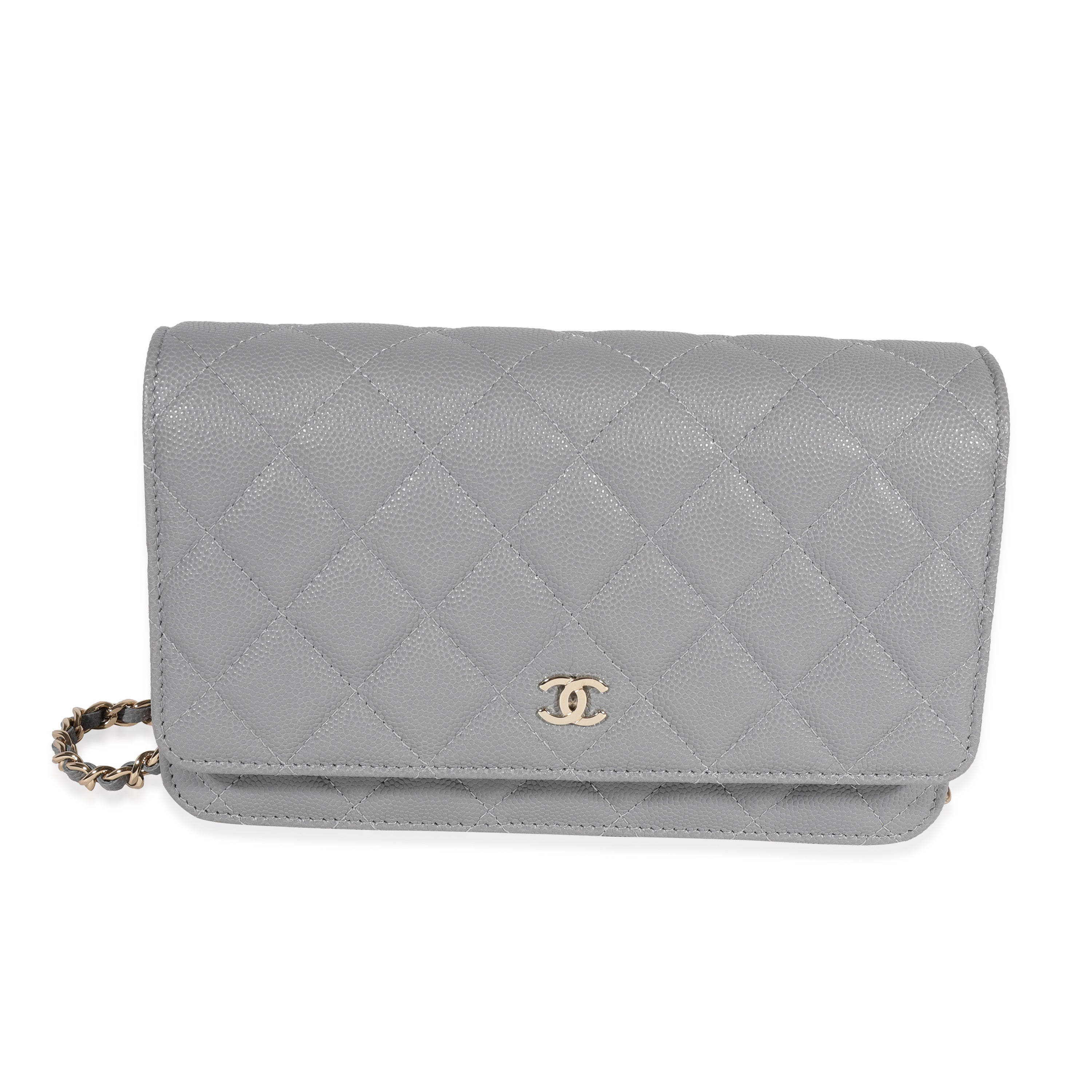 CHANEL Caviar Quilted Wallet On Chain WOC Grey 941975