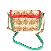 Gucci Beige Raffia GG Marmont Shoulder Bag