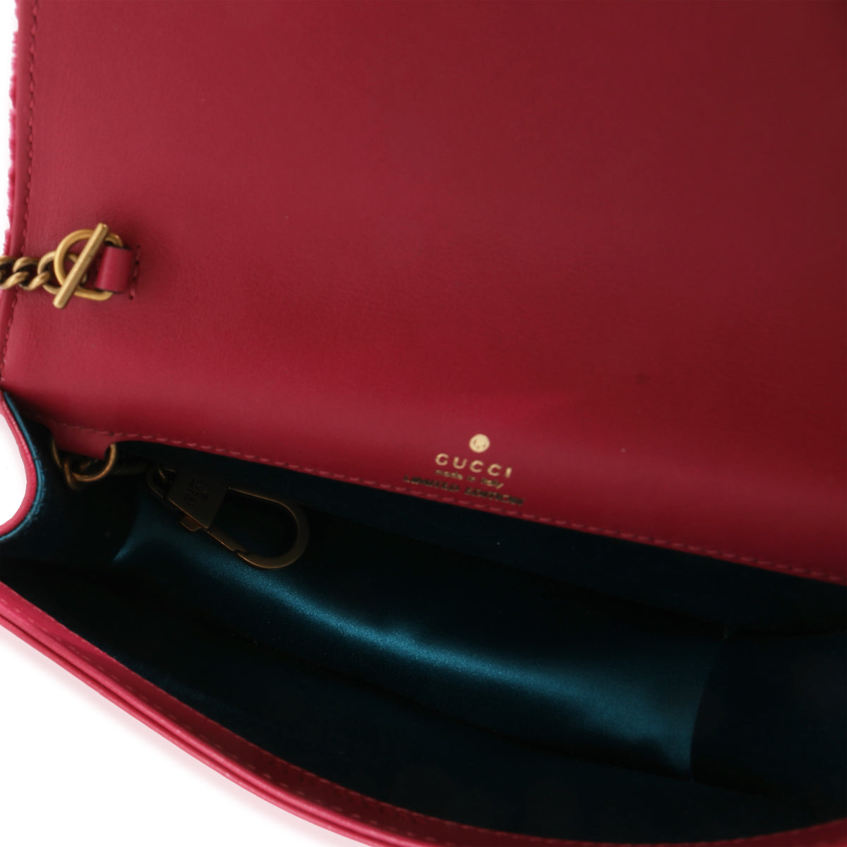 Gucci Pink Crystal & Sequin Heart Velvet Mini Marmont Bag