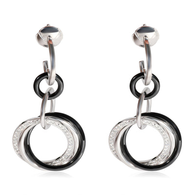 Cartier Trinity Diamond Earrings in 18K White Gold/Ceramic 0.19 CTW