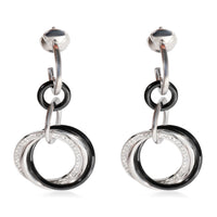 Cartier Trinity Diamond Earrings in 18K White Gold/Ceramic 0.19 CTW