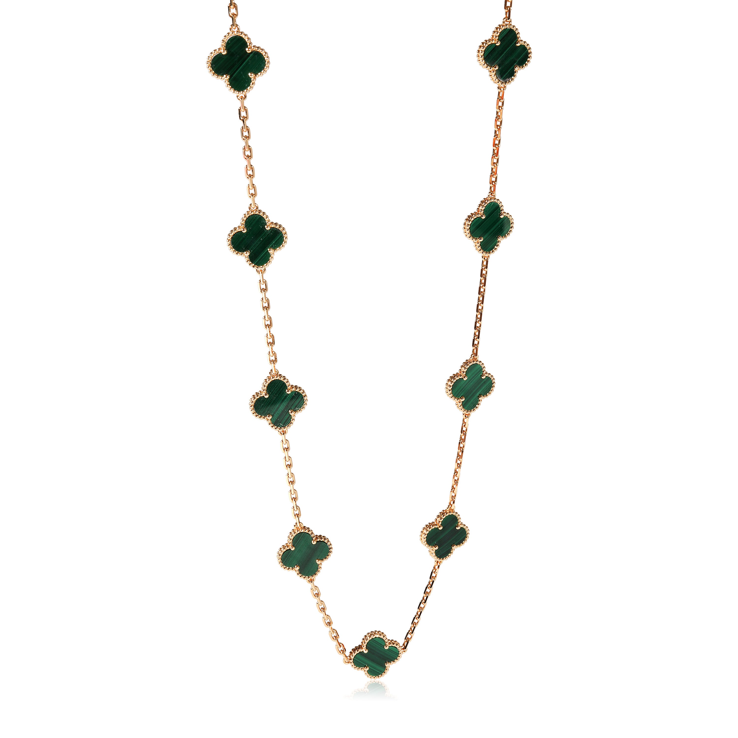 Van Cleef & Arpels Alhambra Malachite Bracelet in 18K Yellow Gold, myGemma