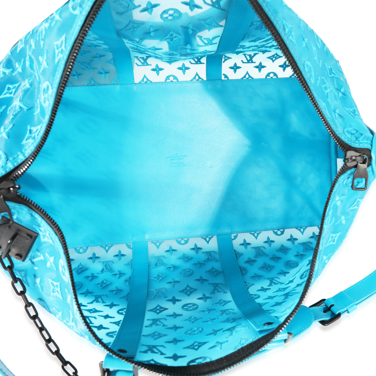 BRAND NEW Louis Vuitton Keepall Bandouliere Triangle 50 in turquoise mesh !